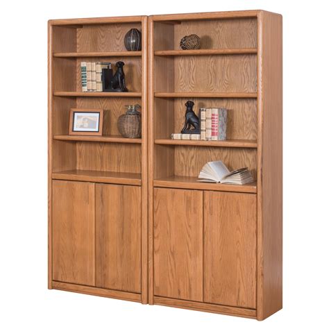 Martin Home Furnishings Contemporary Wall Bookcase with Doors - Oak