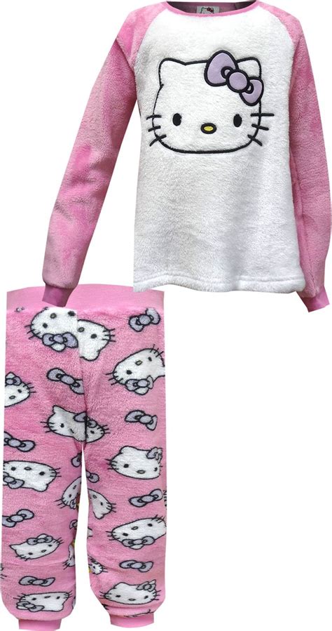 Hello Kitty Pink Plush Fleece Girls Pajamas In 2020 Girls Pajamas