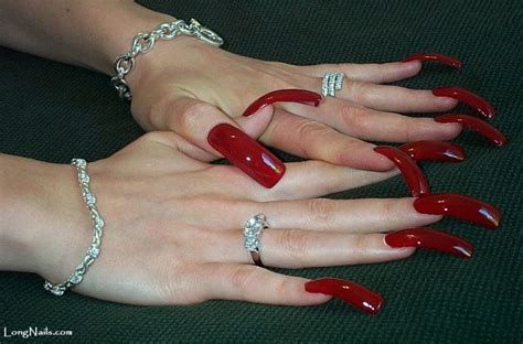 Fingernail Shapes Long Red Nails Curved Nails Long Nails