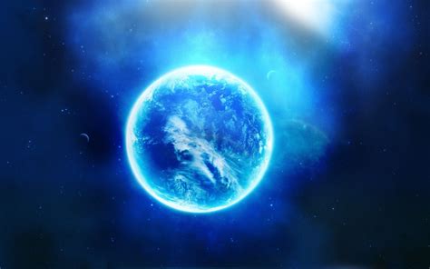 Wallpaper Planet Blue Nebula Atmosphere Universe Outer Space