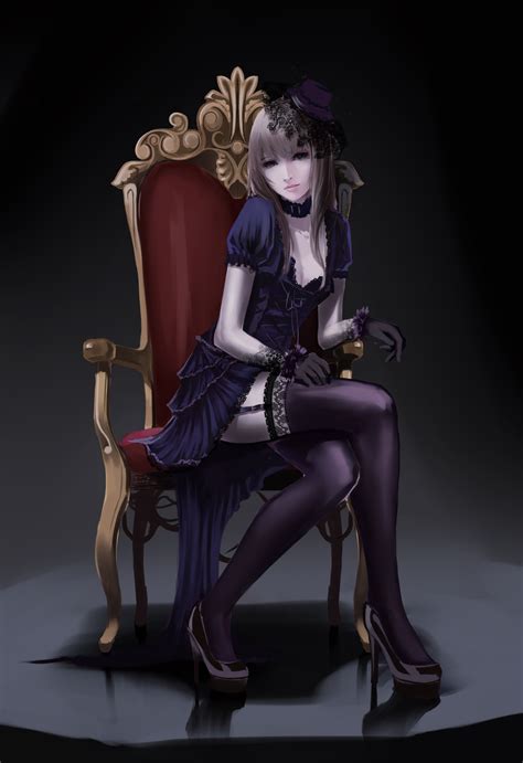 Download 2400x3500 Gothic Anime Girl Dress Throne