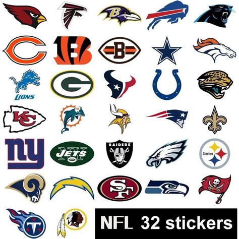 32 American Football Nfl Team Logo Sticker Helmet Nfl Sticker Set