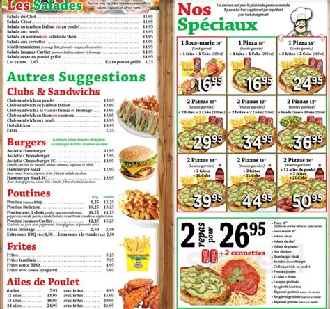 Jacques-Cartier Pizza menu in Saint-Hubert, Quebec, Canada