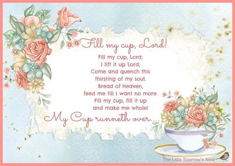 Fill My Cup Lord My Cup Runneth Over Fill My Cup Lord Prayer For