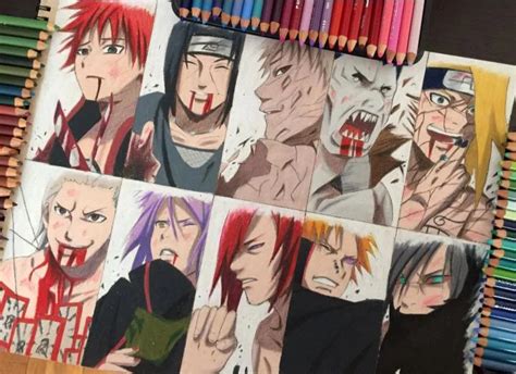 Akatsuki Members Deaths Naruto Anime Character Drawing Naruto