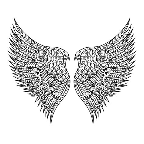 Premium Vector Hand Drawn Of Angel Wings In Zentangle Style