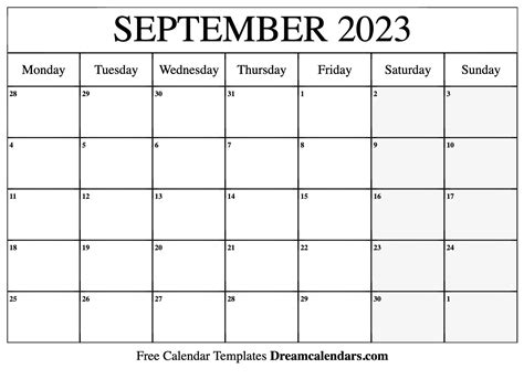September 2023 Calendar Free Blank Printable Templates