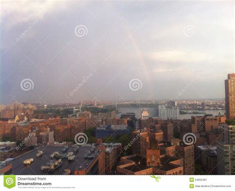 Rainbow Over New York City Stock Image Image Of Buildings 54650487
