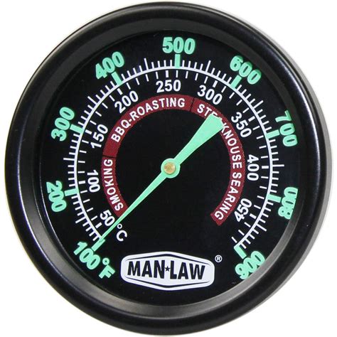 Man Law 2 Inch Stainless Steel Grillsmoker Thermometer With Glow In