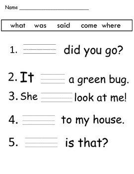 Grade 2 vocabulary worksheets to help students improve vocabulary and word usage; Fill in the Blank Sight Word WS (Where & Come) by Kinder ...