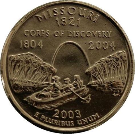 2003 R1389 Usa Missouri Quarter 14 Dollar Corps Of Discovery 1821 Gold