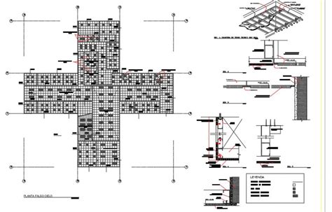 Ceiling Plan And Other Structural Block Detail 2d View Layout File In