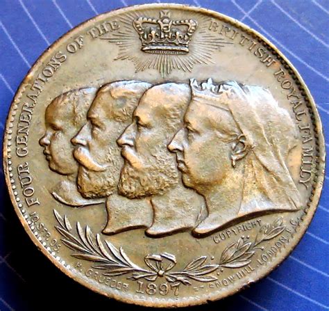 1897 Queen Victoria Diamond Jubilee Four Generations Medal Very Fine