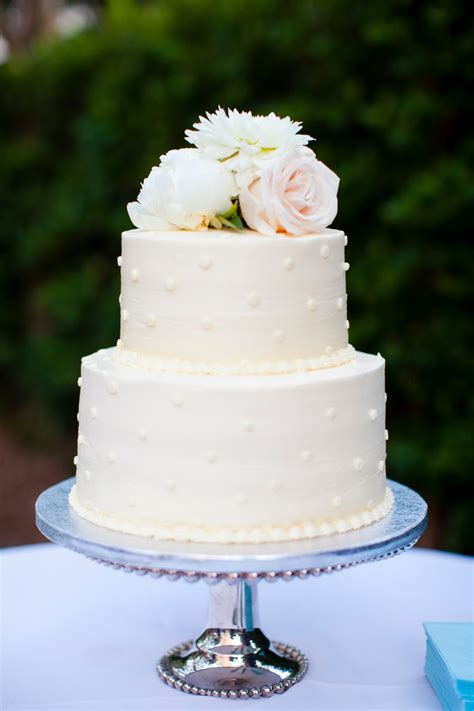 Two Tier Polka Dot Buttercream Wedding Cake