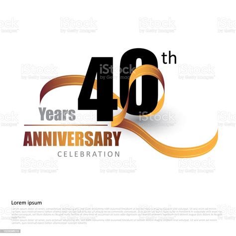 40 Years Anniversary Logo Template With Ribbon Stock Illustration