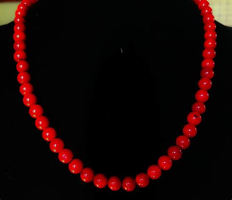 Red Coral Necklace Natural Coral Necklace Natural Beads Etsy