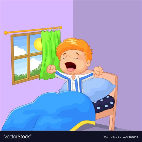 Little Boy Woke Up And Yawns Royalty Free Vector Image