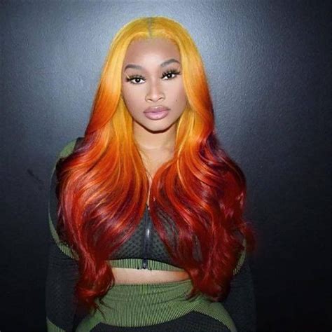 Sulmy Ombre Red Orange Wigs 100 Human Hair