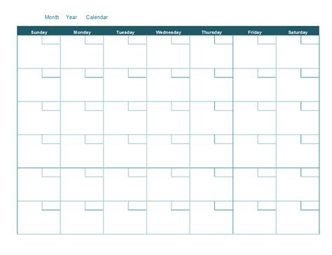 Blank Monthly Calendar