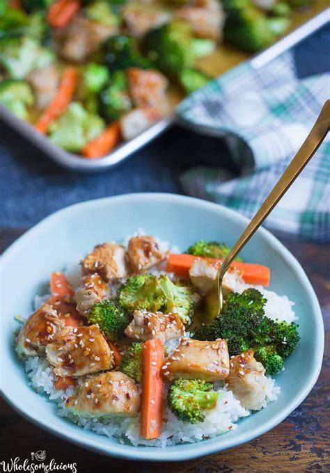 Remove baking sheet from the oven and add the broccoli, mixing in with chicken. Sheet Pan Honey Garlic Sesame Chicken and Broccoli ...