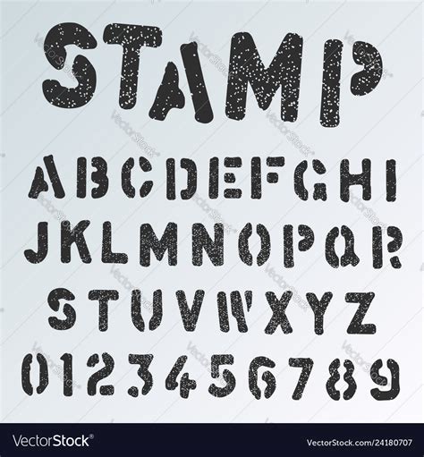 Stamp Alphabet Font Template Grunge Letters And Vector Image