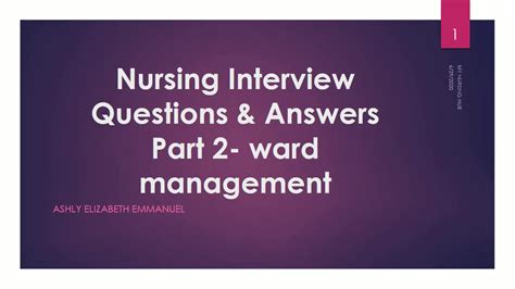 Ukireland Nursing Interview Questions With Answers Part 2 Ward