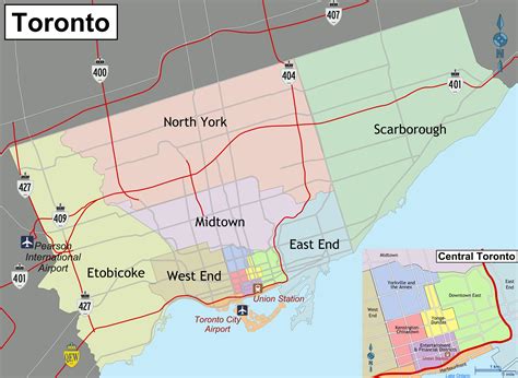 Mapa Del Barrio De Toronto Alrededores Y Suburbios De Toronto