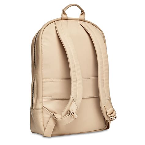 Beaux Leather Laptop Backpack 14 Trench Beige Gold Hardware Knomo
