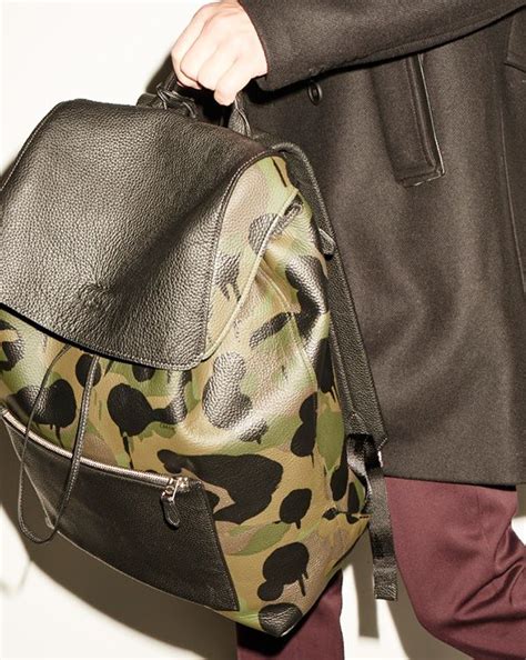 Manhattan Backpack In Military Wild Beast Print Leather Mens Fashion