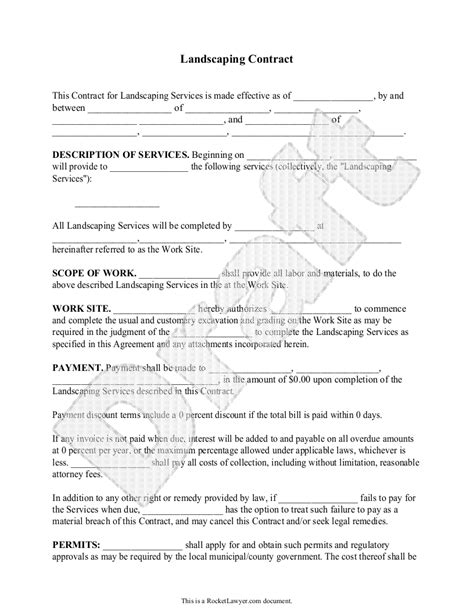 Landscaping Contract Template Lawn Maintenance Contract Model