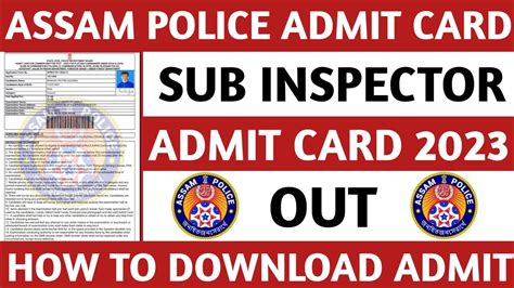 Assam Police Sub Inspector Admit Card Assam Police Si Admit