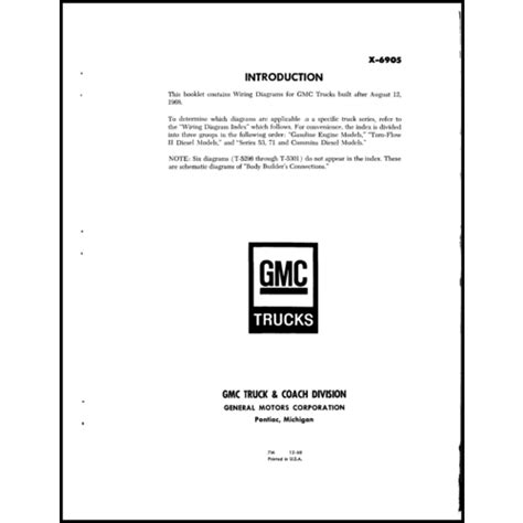 Complete 1969 Gmc Trucks Wiring Diagram Manual Post 1968 Classic