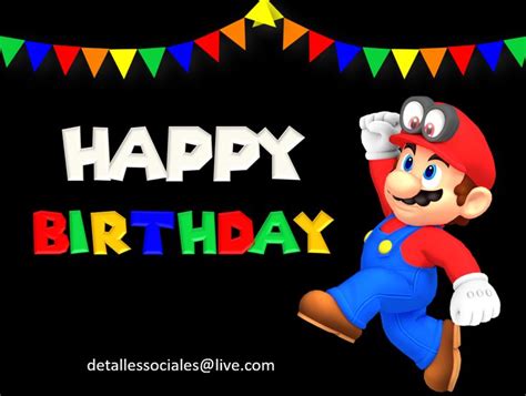 A Happy Birthday Card With An Image Of Mario