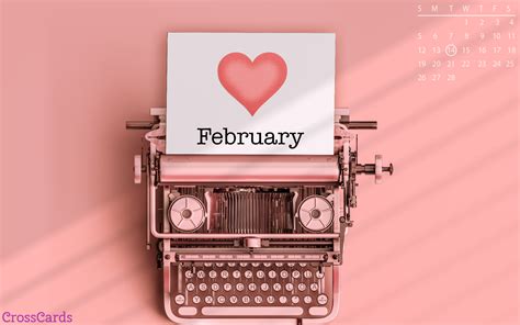 February 2023 Typewriter Desktop Calendar Free February Wallpaper