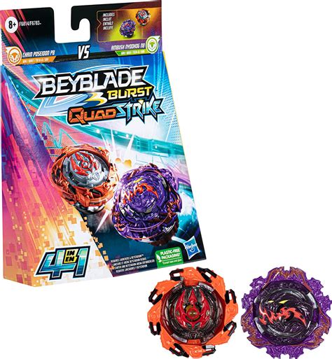 Beyblade Burst Quadstrike Ambush Nyddhog N8 And Chain Poseidon P8