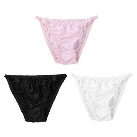 Women Silk Satin Underwear Thong Briefs Panties G String Bikini