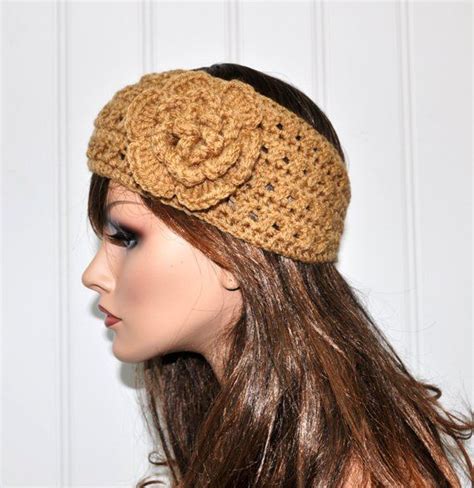 Crochet Ear Warmer Womens Crochet Headband With Flower Etsy Bandeau