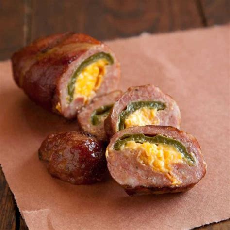 Bacon Wrapped Cheddar Jalapeño Sausage Slammers Bacon Wrapped