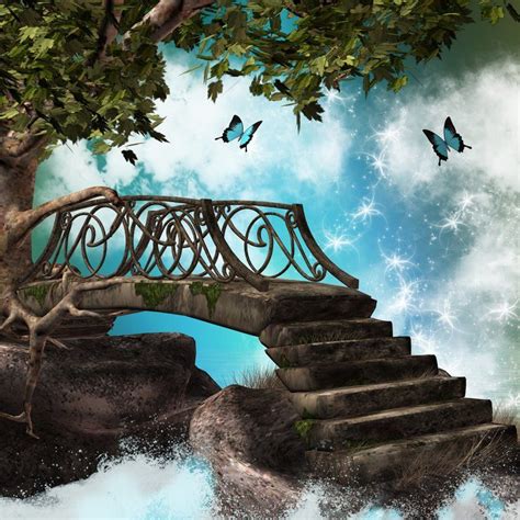 Stairways To Heaven Bridge Art Background Fantasy