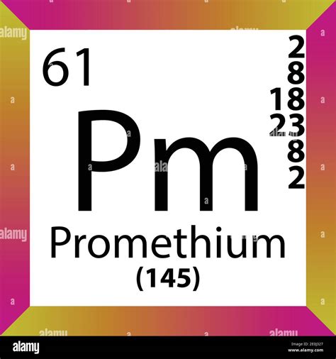 Pm Prometium Elemento Químico Tabla Periódica Ilustración Vectorial