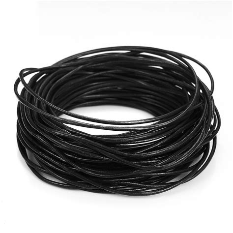 BEADNOVA Mm Genuine Round Leather Cord Black Leather Strips For Jewelry Making Bracelet