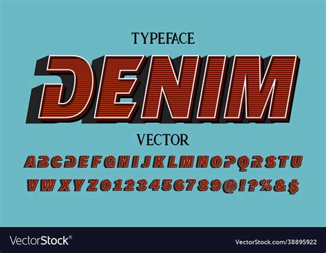 Typeface Alphabet Design Retro Font Blue And Red Vector Image