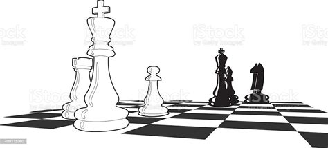 Chess Match With Few Figures Left Stock Illustration Download Image