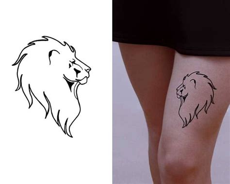 Lion Temporary Tattoo In Black Ink Set Of 2 T Idea For