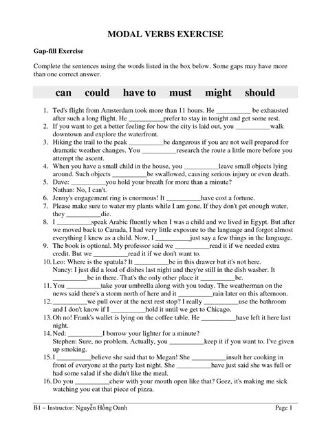Modal Verbs Modal Verbs English Grammar Worksheets Modals Verbs