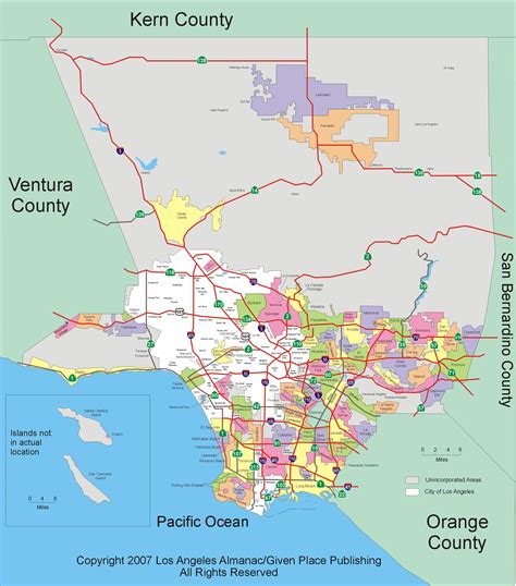 El Condado De Los Angeles Mapa De La Zona El Condado De Los Ángeles