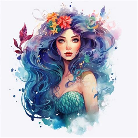 Premium Ai Image Watercolor Mermaid Vector Illustration