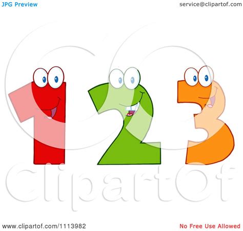 Clipart Happy 1 2 And 3 Numbers Royalty Free Vector Illustration By