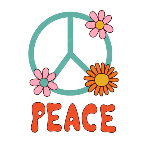 Premium Vector Peace Sign With Lettering Peace 1970 Vibe Vector