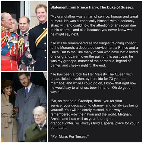 👑meghanharry And Archie👑 On Instagram “new Prince Harry Has Written A Tribute To His Grandpa